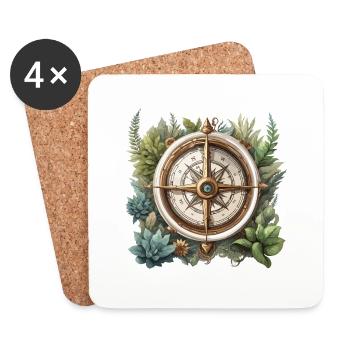 Boussole / Direction cardinale / Voyage / Survie - Dessous de verre (lot de 4) - blanc - Devant