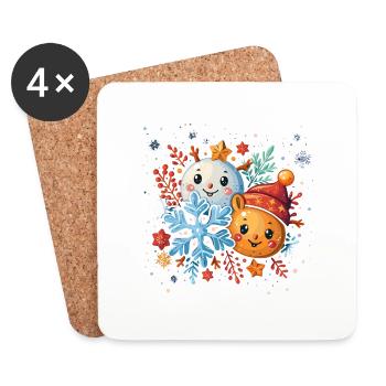 joyeux flocons de neige - Dessous de verre (lot de 4) - blanc - Devant