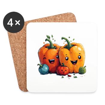 Style bande dessinée familiale Paprika - Dessous de verre (lot de 4) - blanc - Devant