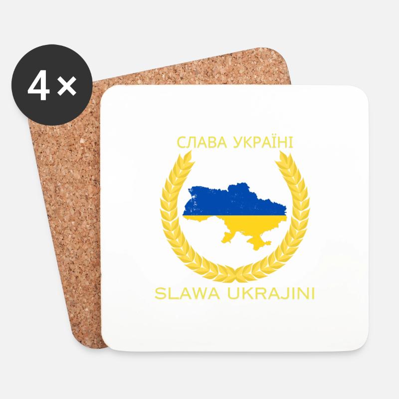 Слава Україні Slawa Ukrajini - Untersetzer (4er-Set) - Weiß