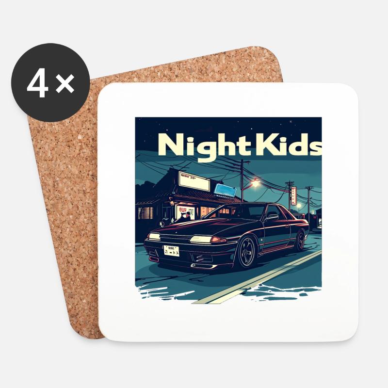 NightKids Skyline R32 - Untersetzer (4er-Set) - Weiß