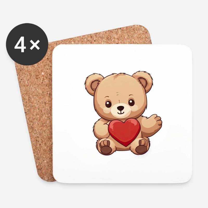 Romantisk Kärlek Hjärta Söt Alla hjärtans dag Present - Underlägg (4-pack) - vit