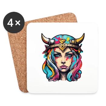 Viking / Thor / Odin / Nordique / Celtique - Dessous de verre (lot de 4) - blanc - Devant
