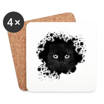 Katze - Untersetzer (4er-Set) - Weiß - Vorne