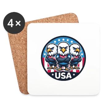 USA Soccer Eagles - Aigles patriotiques en action - Dessous de verre (lot de 4) - blanc - Devant