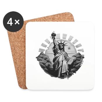 New York USA America Travel Tourist City - Coasters (set of 4) - white - Front