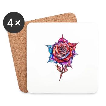Diamant Rose - Untersetzer (4er-Set) - Weiß - Vorne