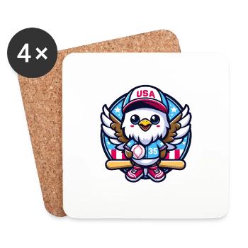Patriotic Eagle - Baseball USA - Coasters (set of 4) - white - Front