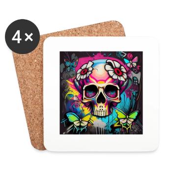 Skull - Coasters (set of 4) - white - Front