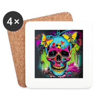 Skull - Coasters (set of 4) - white - Front