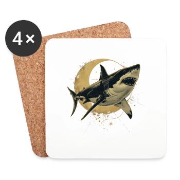 Requin lune - Dessous de verre (lot de 4) - blanc - Devant