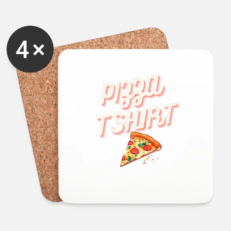 Pizza Tshirt - Coasters (set of 4) - white
