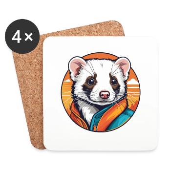 Furet - Dessous de verre (lot de 4) - blanc - Devant