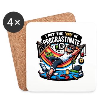 J’ai mis 'Pro' dans Procrastinate - Dessous de verre (lot de 4) - blanc - Devant