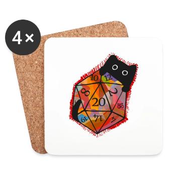 Cute cat hides behind 20 cubes - Coasters (set of 4) - white - Front