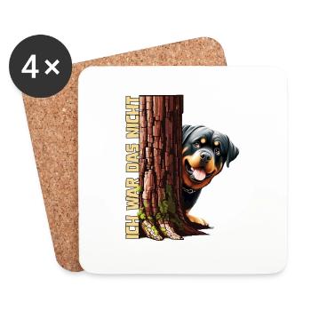 Hundewelt - Ich war das nicht (Rottweiler-Edition) - Untersetzer (4er-Set) - Weiß - Vorne