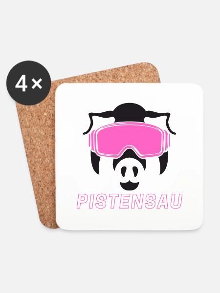 Après Ski Pistensau - Untersetzer (4er-Set) - Weiß