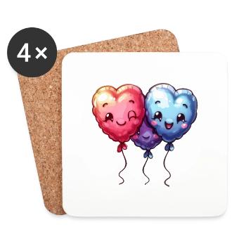 Ballon Herzen auch für Kinder und Geburtstage - Untersetzer (4er-Set) - Weiß - Vorne