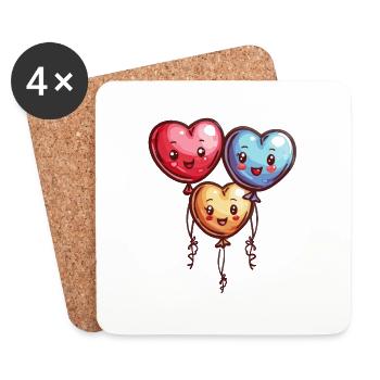 Balloon hearts also for children and birthdays - Coasters (set of 4) - white - Front