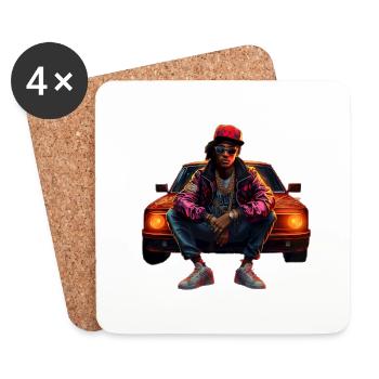 Hip Hop Rapper - Untersetzer (4er-Set) - Weiß - Vorne