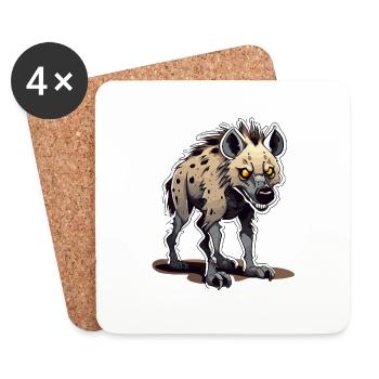 Hyena / Africa / Safrai / Zoo / Wildis / Animal - Coasters (set of 4) - white - Front