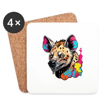 Hyena / Africa / Safrai / Zoo / Wildis / Animal - Coasters (set of 4) - white - Front