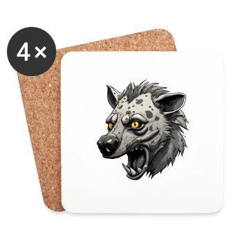 Hyena / Africa / Safrai / Zoo / Wildis / Animal - Coasters (set of 4) - white - Front