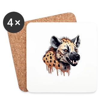 Hyena / Africa / Safrai / Zoo / Wildis / Animal - Coasters (set of 4) - white - Front