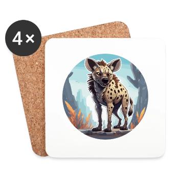 Hyena / Africa / Safrai / Zoo / Wildis / Animal - Coasters (set of 4) - white - Front
