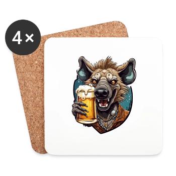 Hyena / Africa / Safrai / Zoo / Wildis / Animal - Coasters (set of 4) - white - Front