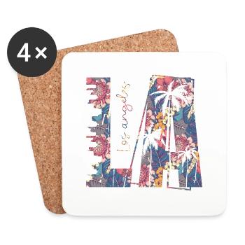 Los Angeles USA America California Patriot Travel - Coasters (set of 4) - white - Front