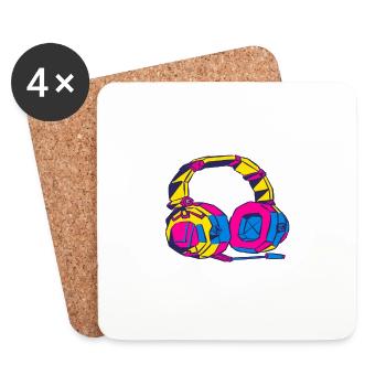 Bunte Geometrische Kopfhörer. Headset - Untersetzer (4er-Set) - Weiß - Vorne