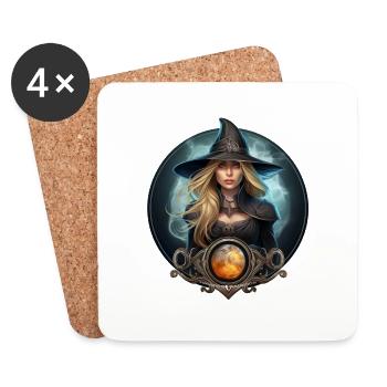 Sorcière druide magie celte - druidesse wicca - Dessous de verre (lot de 4) - blanc - Devant