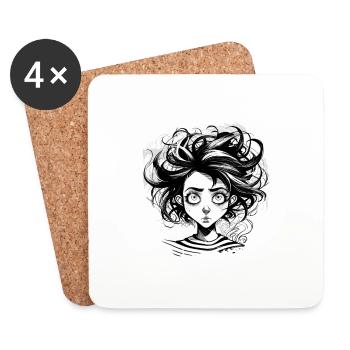 Frau Haare Frisur - Untersetzer (4er-Set) - Weiß - Vorne