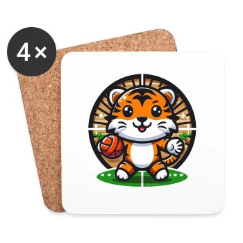 Kabaddi Tiger - Coasters (set of 4) - white - Front