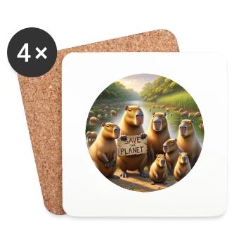 Famille Capybara - Dessous de verre (lot de 4) - blanc - Devant