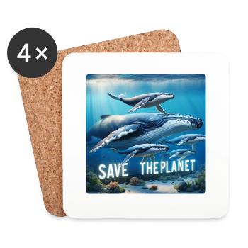 Whale Family - Coasters (set of 4) - white - Front