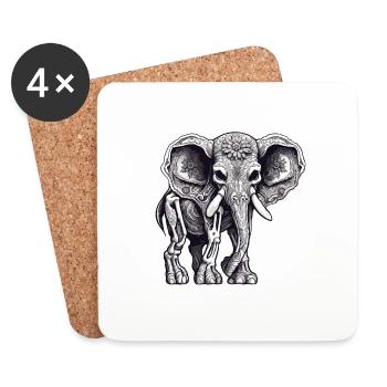 La Catrina / Tattoo / Mexico / Animal / Elephant - Coasters (set of 4) - white - Front