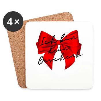Schleife Geschenkschwarze Schrift - Untersetzer (4er-Set) - Weiß - Vorne