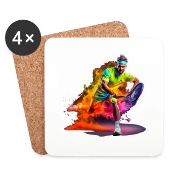 Tennis game with two or four players - Coasters (set of 4) - white - Front