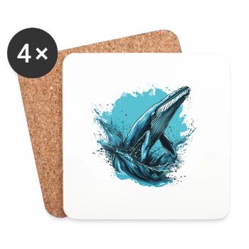 Baleine bleue - Dessous de verre (lot de 4) - blanc - Devant