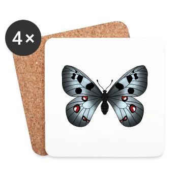 Schmetterling grau - Untersetzer (4er-Set) - Weiß - Vorne