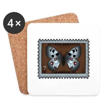 Postage Stamp Butterfly - Coasters (set of 4) - white - Front