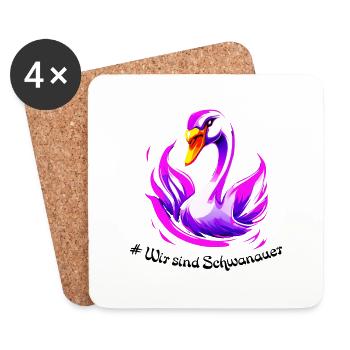 cygne Schwanau - Dessous de verre (lot de 4) - blanc - Devant