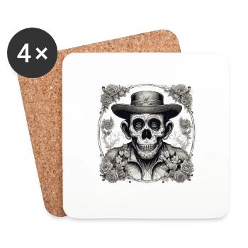 La Catrina/ Tattoo / Mexico / Animal / Monkey - Coasters (set of 4) - white - Front