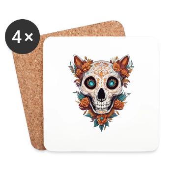 La Catrina / Tattoo / Mexico / Animal / Cat - Coasters (set of 4) - white - Front