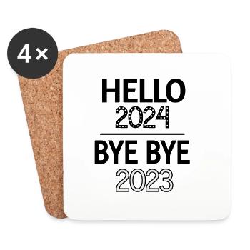 Bonjour 2024 Bye Bye 2023 - Dessous de verre (lot de 4) - blanc - Devant