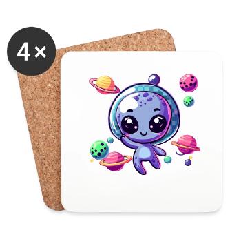 Designs For Kids – Friendly Aliens - Coasters (set of 4) - white - Front