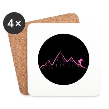 Ski dich frei! (pink) - Untersetzer (4er-Set) - Weiß - Vorne