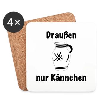 Draussen nur Kännchen #BembelDesigns #FFM - Untersetzer (4er-Set) - Weiß - Vorne